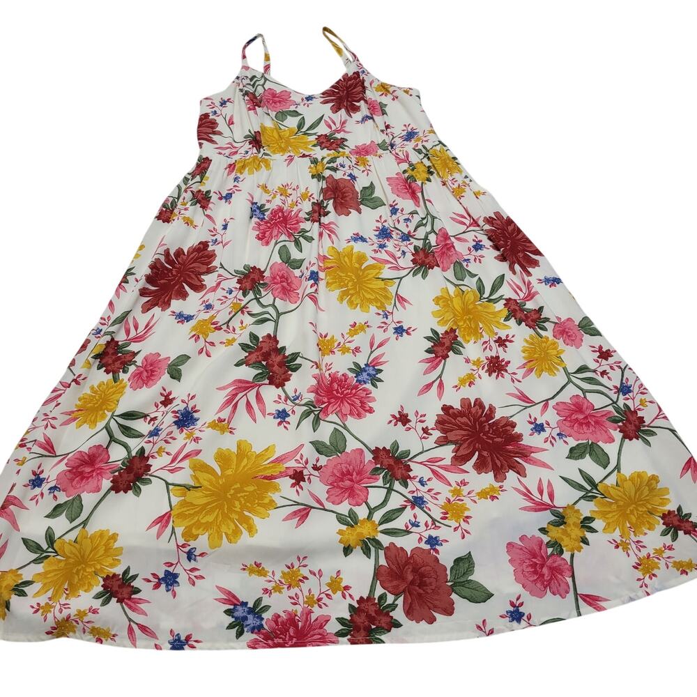 Old Navy white floral tank cami tank midi dress popover boho large